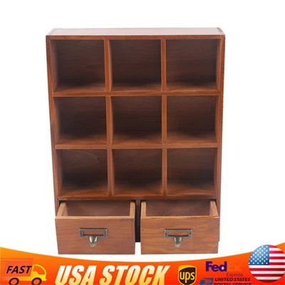 2 gavetas 9 cubos vintage mesa biblioteca catálogo boticário armário caixa de armazenamento - Imagem 1 de 4
