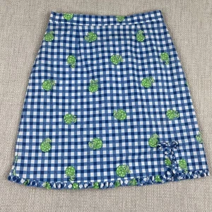 Lilly Pulitzer Hermit Crap Blue Plaid Skirt Girls 14 Cottagecore Cute Stretch - Picture 1 of 13
