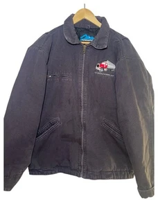 Vintage 90s Detroit Style Canvas Jacket Size L Faded Black Tri Mountain Truck - Picture 1 of 12