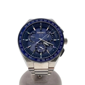 Seiko Astron SBXB155 Navy Blue Dial GPS Solar Men's Analog Watch SS Used - Picture 1 of 4