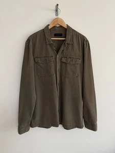 Allsaints “Spotter” Distressed Look Shirt/Overshirt /Shacket Green Large - Picture 1 of 13