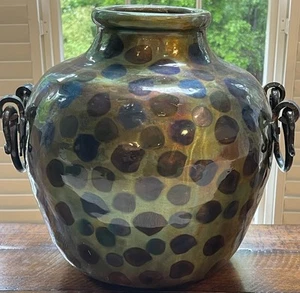 Large EGYPTIAN SOLID COPPER Pot Polka Dot HEAT ART Signed Sam the CopperMan OOAK - Picture 1 of 11