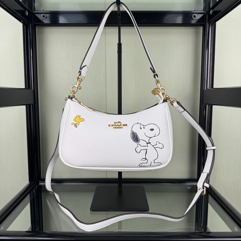 COACH x PEANUTS Teri Shoulder Bag Snoopy Chalk Multi CBJ76 From JAPAN Fs