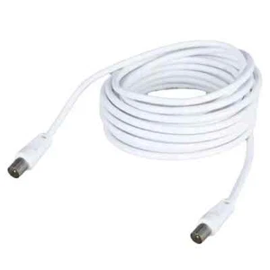TV Aerial Cable COAX Coaxial RF Fly Lead Male to Male 10m Long White - Picture 1 of 3