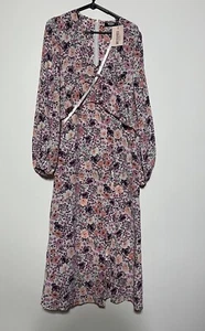 Missguided Dress Womens 4 Maternity Pink Floral Smocked Maxi Ruffle Detail - Picture 1 of 8