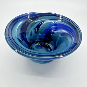 Vintage Art Glass Turquiose Blue Bowl Candle holder - Picture 1 of 6
