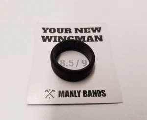 Manly Bands "The Best Man" 8mm Beveled Black Silicone Ring Size 8.5 / 9 - Picture 1 of 5
