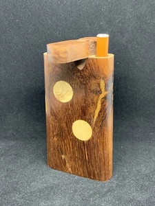 TOBACCO HITTER POCKET SMOKING WOODEN FLOWER ONE 4" DUGOUT BOWL BOX USA PORTABLE - Picture 1 of 12