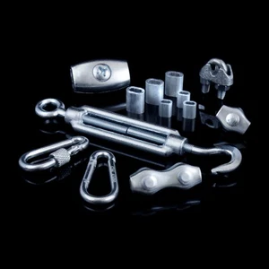 10 x Spannschlösser Schäkel Karabinerhaken Drahtseilklemme Kausche Stahlseil - Bild 1 von 14