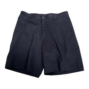 Ashworth Schwarze 100% Baumwolle Golf Shorts M 34 Smarte Chino Flach Front - Picture 1 of 7