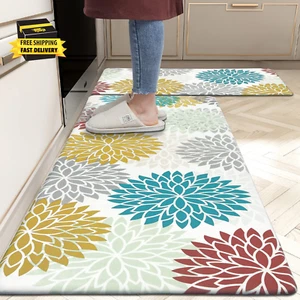 anti Fatigue Kitchen Rug Sets 2 Piece Non Slip Kitchen Mats for Floor Cushioned - Picture 1 of 9