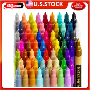 ARTISTRO 60 Acrylic Paint Pens - Extra Fine 0.7Mm Paint Markers for Rock Wood Gl - Picture 1 of 7