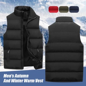 Men Waistcoat Padded Puffer Zip Up Outwear Vest Sleeveless Jacket Coat Plus Size - Picture 1 of 15