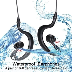 IPX8 Waterproof Earphones Ear-Hook 3.5mm Jack Swimming MP3 Player Headphone - Photo 1 sur 9