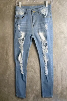 Junior Skinny Jeans Size Small 27W / 28L Distressed Blue - Image 1 of 4