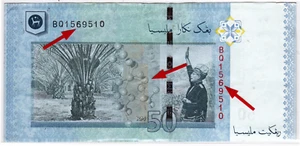 Mazuma *M3730 Malaysia Zeti 11th $50 BQ1569510 Printing Error GEF - Picture 1 of 2