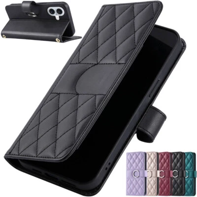 For iPhone 16 15 14 13 12 11 XS XR SE 7 8 Wallet Card Holder Leather Case Cover - Image 1 of 4