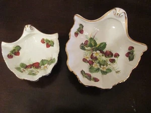 Vintage Hammersley Strawberry Ripe Trinket Tray SHELL SHAPE Set of 2 Nesting - Picture 1 of 7