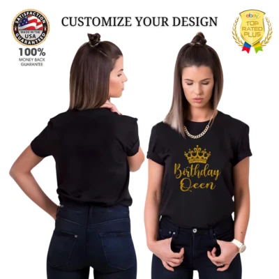 CAMISETA CUMPLEAÑOS REINA PERSONALIZA TU NOMBRE TEXTO IMAGEN ALGODÓN SUAVE ADULTO 9 Foto 1 de 4