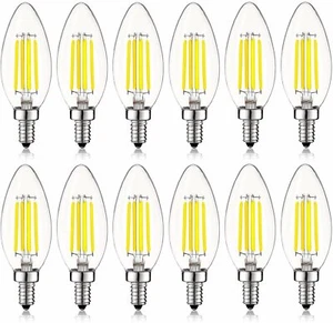 12x Luxrite LED Chandelier Bulbs 60W Equivalent 5000K 550lm Dimmable E12 Base - Picture 1 of 8