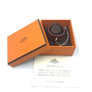 Hermes 23N Glove Holder Clasp Nomad Brown Leather Silver Hardware - Picture 1 of 7