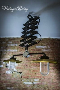 KE527 Antike Scheren Lampe/Antike Doppel Schirm Lampe/Messing - Bild 1 von 10