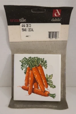 Azulejo Cerámico "CARROTS" 4 pulgadas Vintage 4x4 DECO Daltile Trimtile 5046 NUEVO Foto 1 de 4