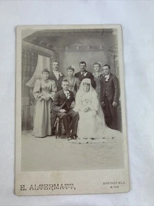 Wedding Portrait Antique Photo Cabinet Card Bride Groom Bridesmaids Groomsmen - Picture 1 of 6