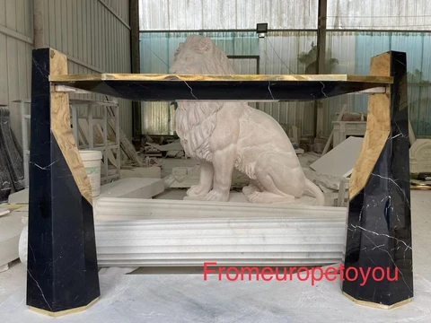 BEAUTIFUL MODERN ITALIAN NERO MARBLE DESIGN CONSOLE - ACC1 Cover