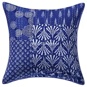 Blue Cushion Cover Kantha Gypsy Handmade Bohemian Tribal Ethnic Hippie Pillow - Picture 1 of 5