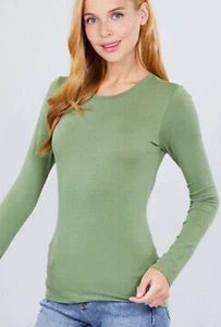 Womans T Shirt Crew Long Sleeve Light Weight Active Basic Stretch Top S/M/L - Picture 1 of 1