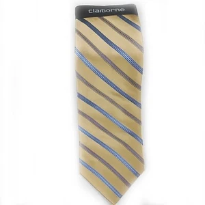 Corbata de limo a rayas azul marrón Claiborne 59 x 4 nueva con etiquetas - Imagen 1 de 2