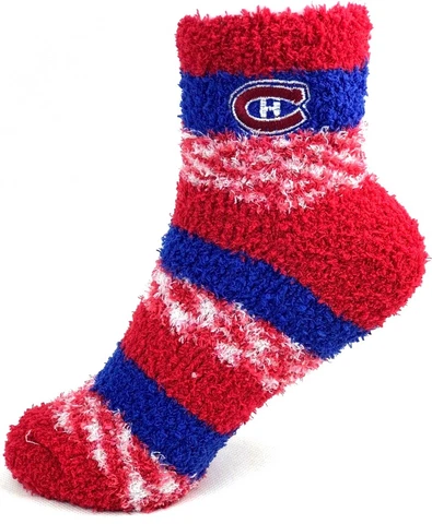 Montreal Canadiens Hockey Blue & Red RMC Pro Stripe Fuzzy Soft Socks Cover