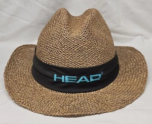 Rare Vintage HEAD Straw Tennis Hat Seagrass Western Cowboy Hat 1 Size Town Talk - Picture 1 of 10