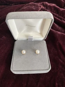 14 Karat Gelbgold Krappen Set schöne echte Perlen Ohrringe. - Bild 1 von 5