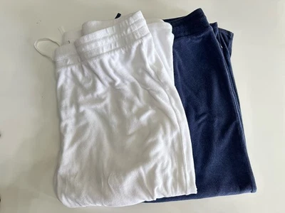 J Jill White and Navy Blue Terry cloth Lounge Pants Set sz 2x Cropped - Image 1 of 4