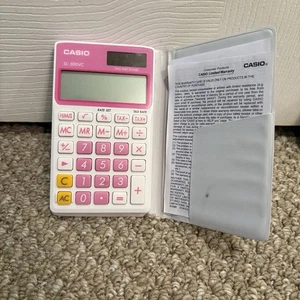 Casio Model SL-300VC Solar Calculator Two Way Power Pink & White Tax Calculation - Picture 1 of 2