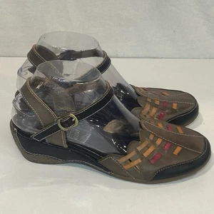 L'Artiste Slingback Shoes Women’s US 7.5 EUR 38 Erja Leather Wedge Woven - Picture 1 of 8