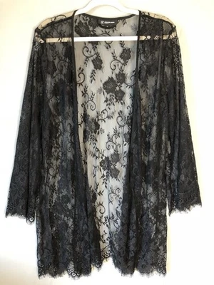 Кардиган длинный кружевной International Concepts INC Intimates черный цветочный прихотливый - Изображение 1 из 4