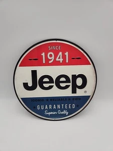 JEEP SINCE 1941 EMBOSSED METAL SIGN 12” Diameter NIP FOR MANCAVE-OFFICE-SHOP ETC - Picture 1 of 2