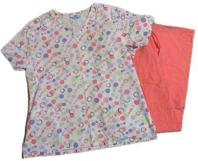 SB Scrubs Set Pookadots Size Medium Scrub Pants and Top - Image 1 of 4