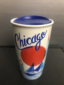 CHICAGO STARBUCKS 12oz Ceramic Tumbler Waterfront Sailboats 6” High NEW - NOS - Picture 1 of 10