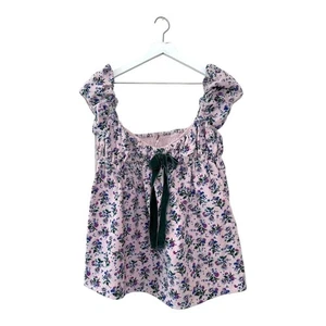 Free People Tunika Gaia bedruckt flieder Blumen Cord Schleife Größe XS - Bild 1 von 11