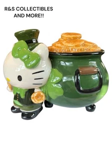 New Hello Kitty St. Patrick’s Day Pot Of Gold Ceramic Figure 7” Tall & 8.5” Long - Picture 1 of 6
