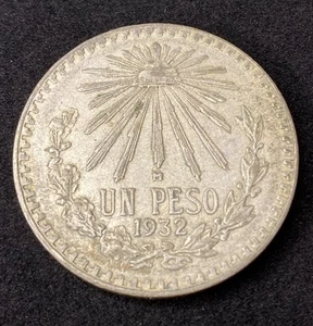 1932 Mexico Un Peso 0.7200 Silver ASW 0.3857 Free Shipping - Picture 1 of 2