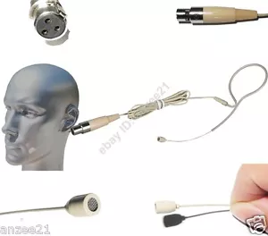 Two Beige Single-ear Hook Headset Microphone Mic for AKG Samson - 3pin Mini XLR - Picture 1 of 1