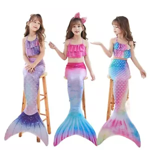 Girl's Mermaid Swimsuit Set with A Fish Tail Princess-style Bikini Costume - Picture 1 of 32