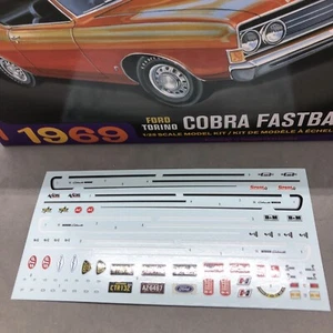 Hoja de calcomanías Ford Torino Cobra Jet 428 FOB 69 con rayas AMT 1:25 LBR modelo piezas - Imagen 1 de 3