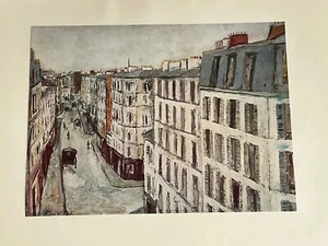Estampado de arte francés vintage de Maurice Utrillo 1953 sin enmarcar 11x14,6 paisaje urbano - Imagen 1 de 7