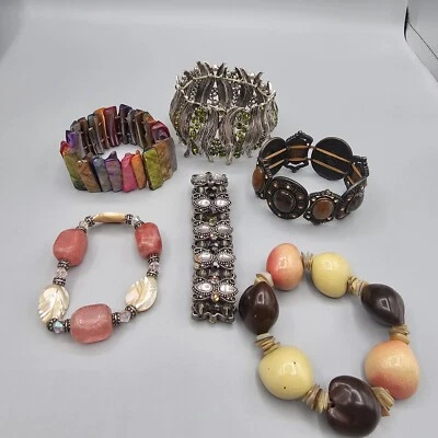 弹力手链套装 (6) 串珠鲍鱼拖把壳线圈螺母水钻 — 第 1/4 张图片